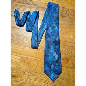 Oscar De La Renta Mens Necktie Studio Abstract‎ Blues Tie Vintage Excellent UC